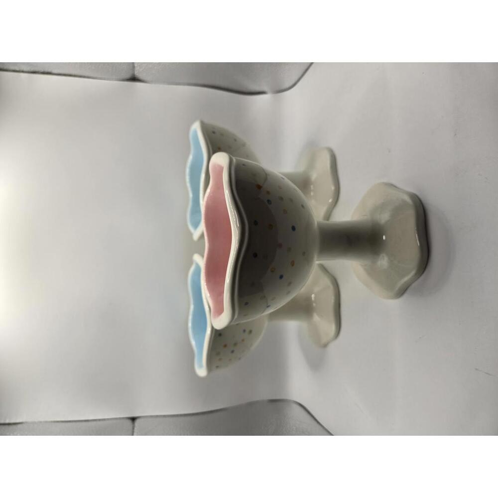 Set of 3 Vintage Sundae Bowls - Colorful Ceramic Dessert Cups